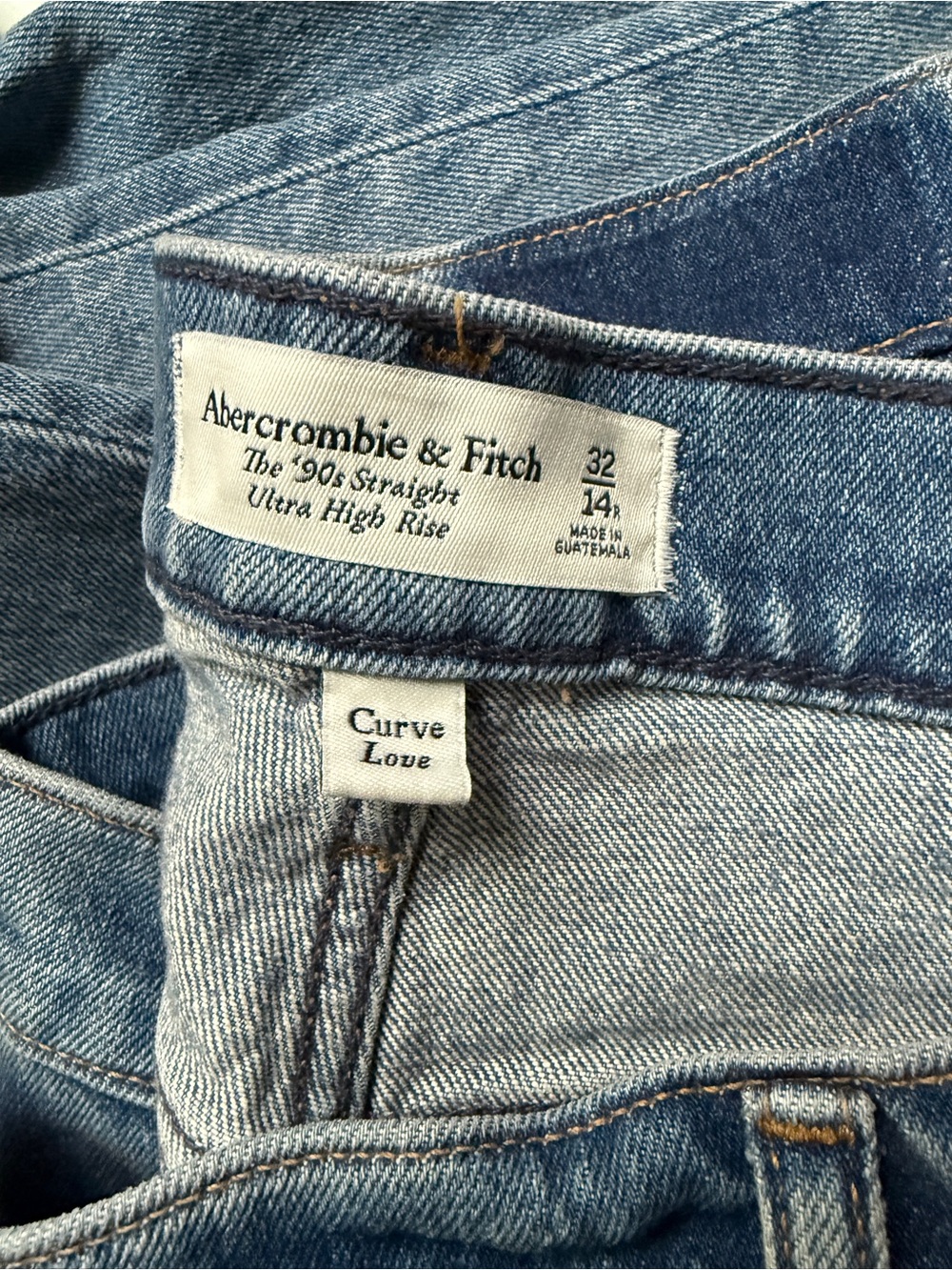 Abercrombie Curve Love The 90s Straight Ultra High Rise Jeans 14R Blue casual